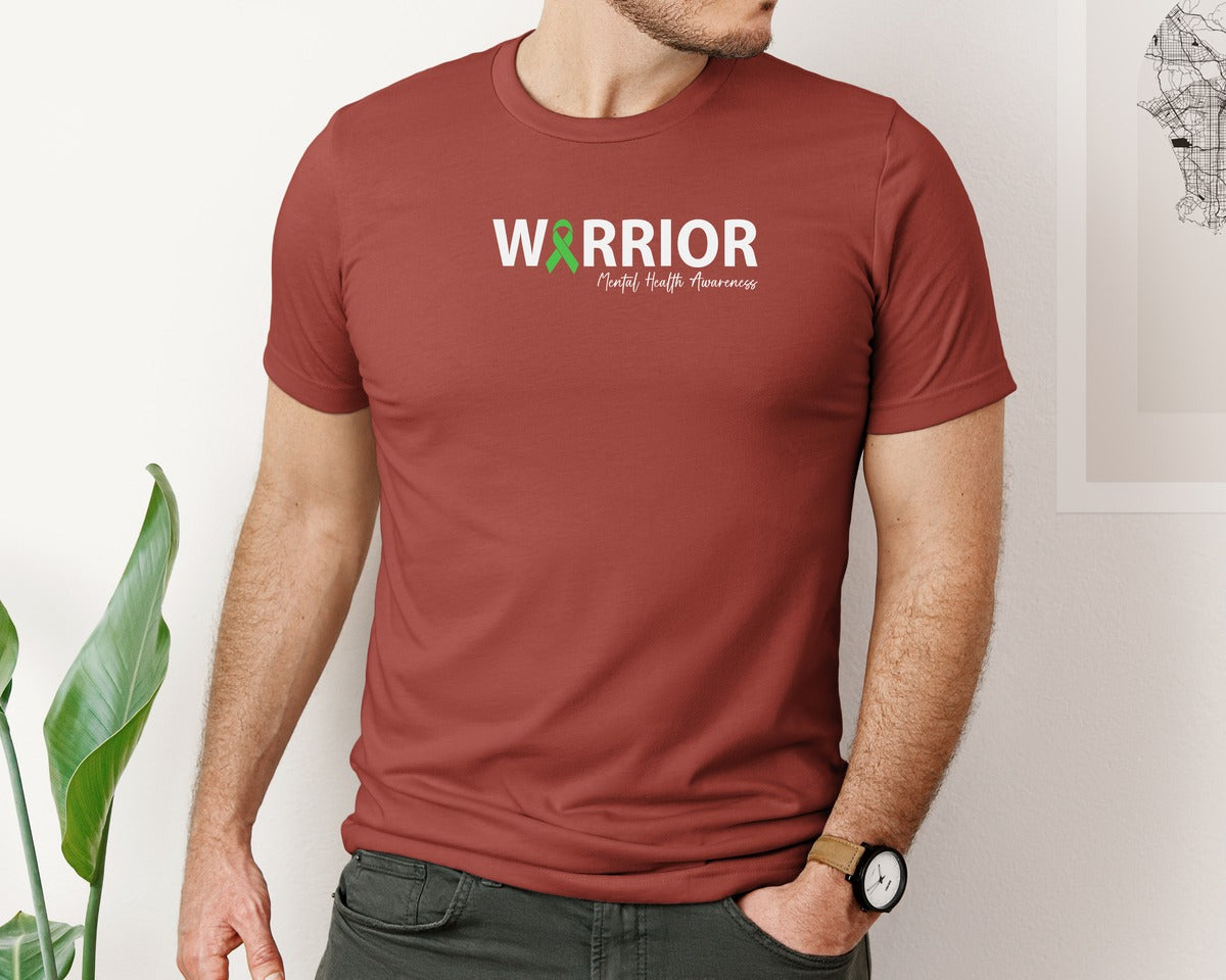 brand:Bella Canvas|color:Rust|Mental Health Awareness Green Ribbon T S 2 Graphic T-Shirt