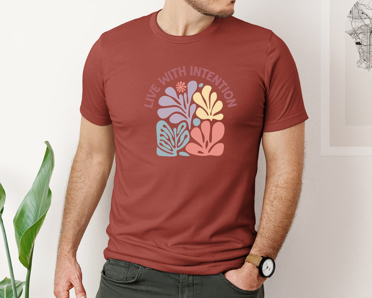 brand:Bella Canvas|color:Rust|Floral Quote Abstract Boho Aesthetic Graphic T-Shirt