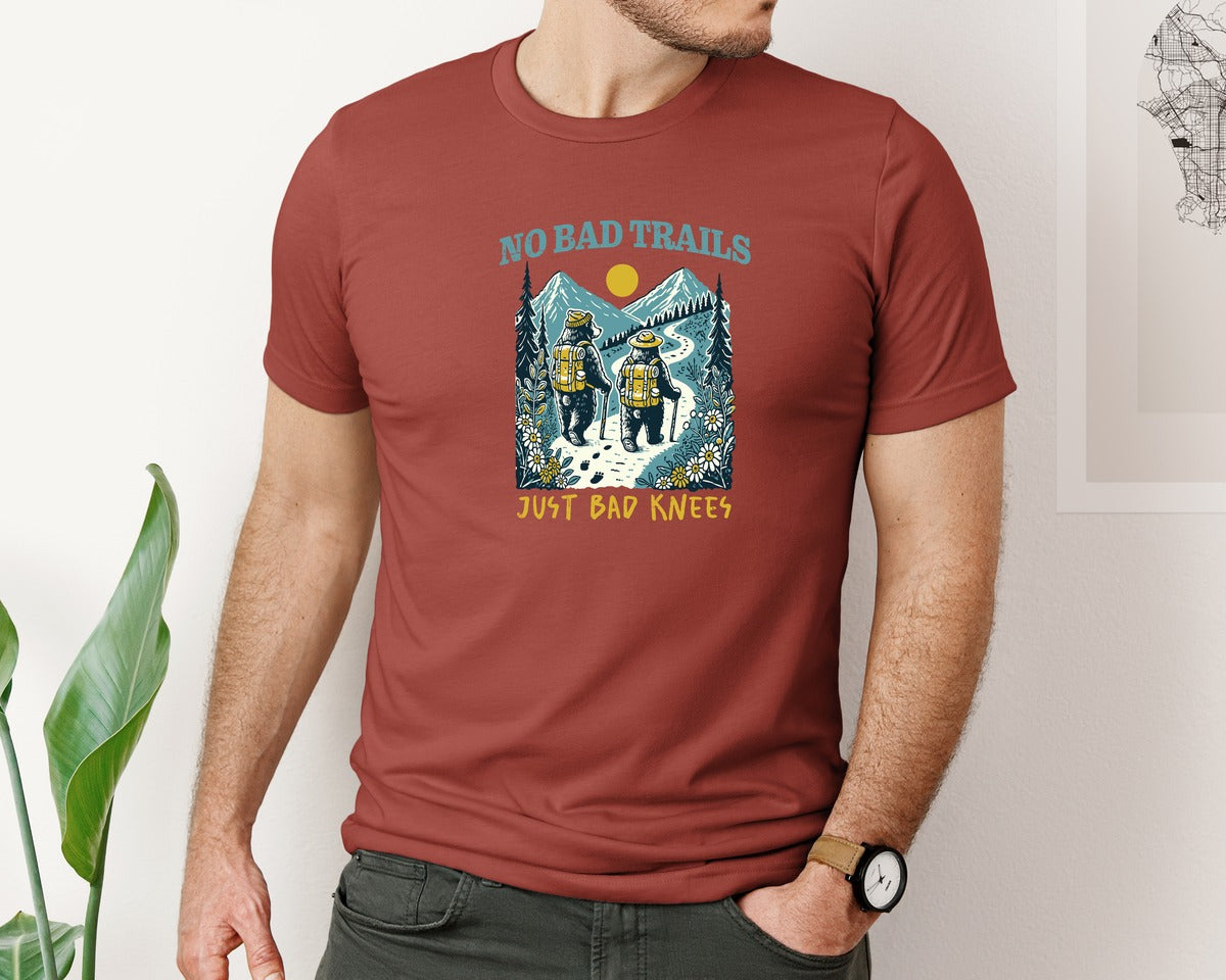 brand:Bella Canvas|color:Rust|Summer Hiking Mountain No Bad Trails Graphic T-Shirt