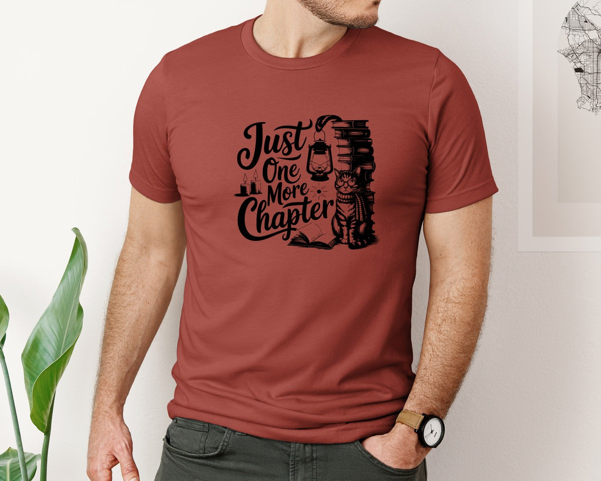 brand:Bella Canvas|color:Rust|Just One More Chapter T Shirt Design Graphic T-Shirt