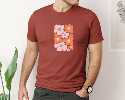 brand:Bella Canvas|color:Rust|Boho Retro Flower T Shirt Design 2 Graphic T-Shirt
