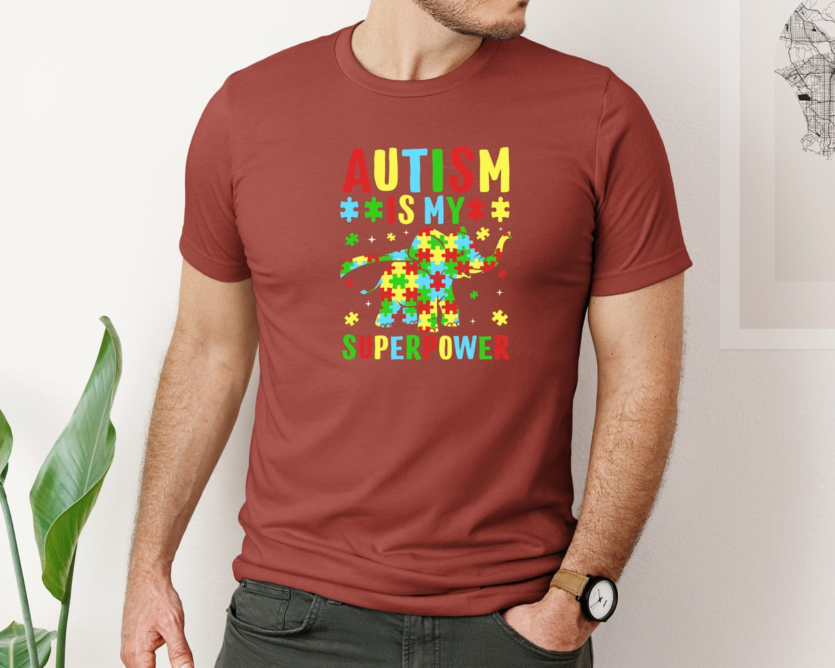 brand:Bella Canvas|color:Rust|Autism Is My Superpower T Shirt 2 Graphic T-Shirt