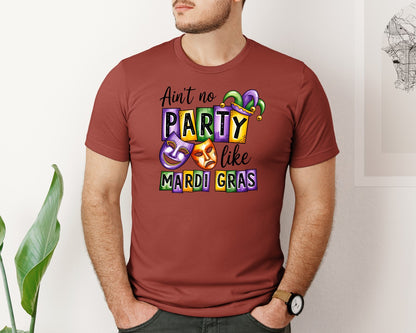 brand:Bella Canvas|color:Rust|Aint No Party Like Mardi Gras 2 Graphic T-Shirt