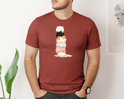 brand:Bella Canvas|color:Rust|Cute Cats Stacked High Graphic T-Shirt