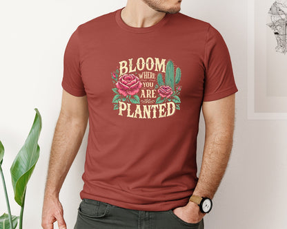 brand:Bella Canvas|color:Rust|Bloom Where You Are Planted T Shirt Graphic T-Shirt
