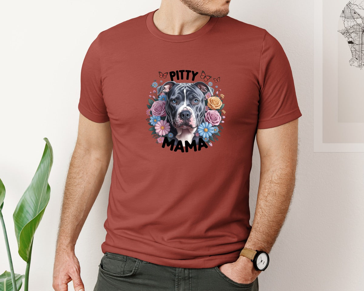 brand:Bella Canvas|color:Rust|Pitty Mama Cute Pitbull Dog 2 Graphic T-Shirt