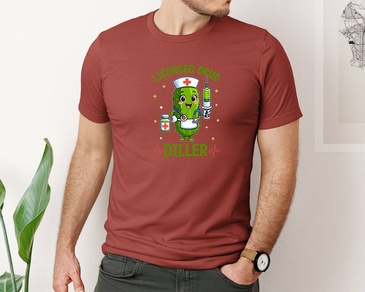 brand:Bella Canvas|color:Rust|Funny Pickle Licensed Nurse T Shirt Graphic T-Shirt