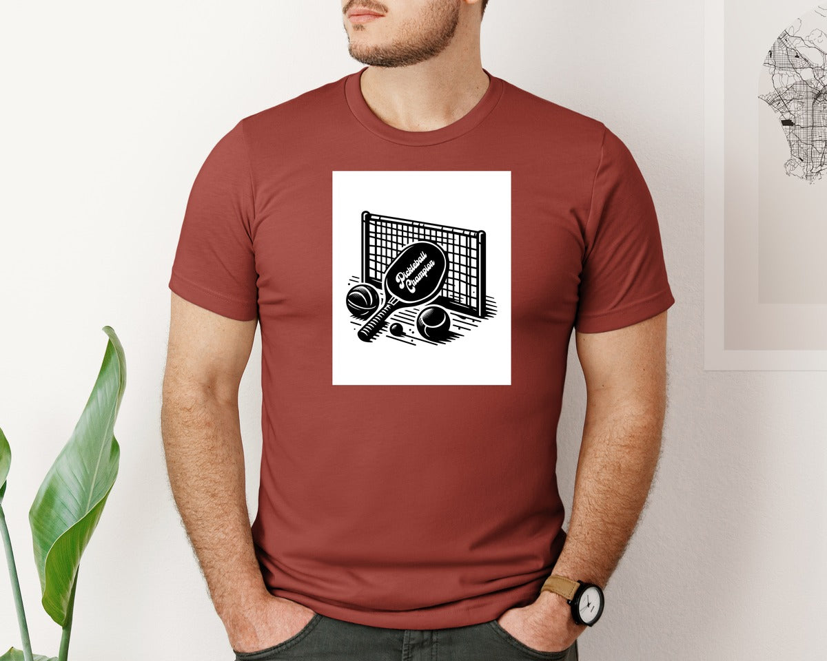 brand:Bella Canvas|color:Rust|Pickleball Court T Shirt Design 4 Graphic T-Shirt