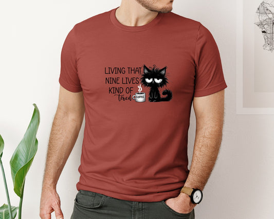 Funny Cat Sarcastic Sassy Adult Tired 2 Graphic T-Shirt
