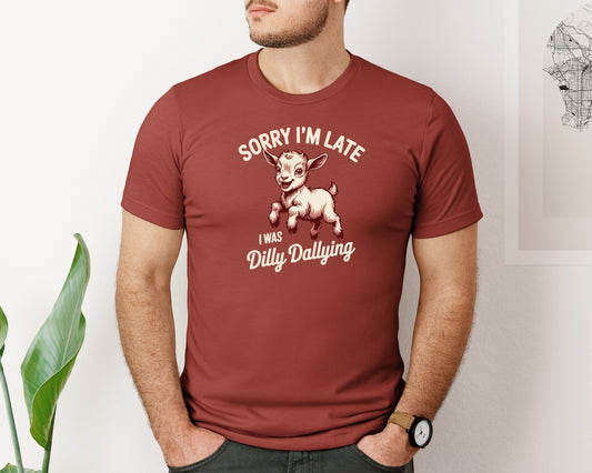 Sorry Im Late Funny Baby Goat T Shirt Graphic T-Shirt