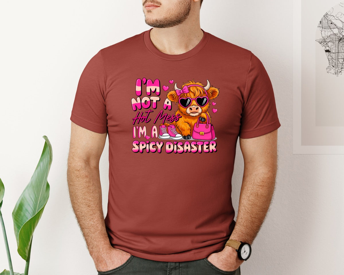 brand:Bella Canvas|color:Rust|Im Not A Hot Mess Im A Spicy Graphic T-Shirt