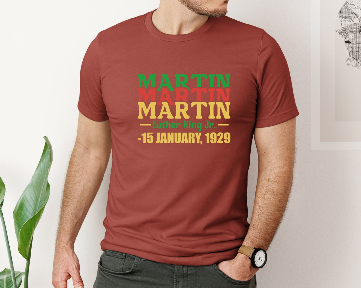 brand:Bella Canvas|color:Rust|Martin Luther King Jr 15 January 1929 Graphic T-Shirt