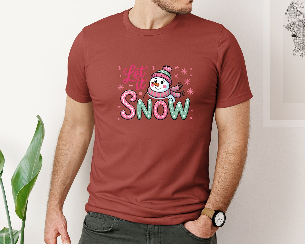 brand:Bella Canvas|color:Rust|Let It Snow Pngbrushstroke Coquette Graphic T-Shirt