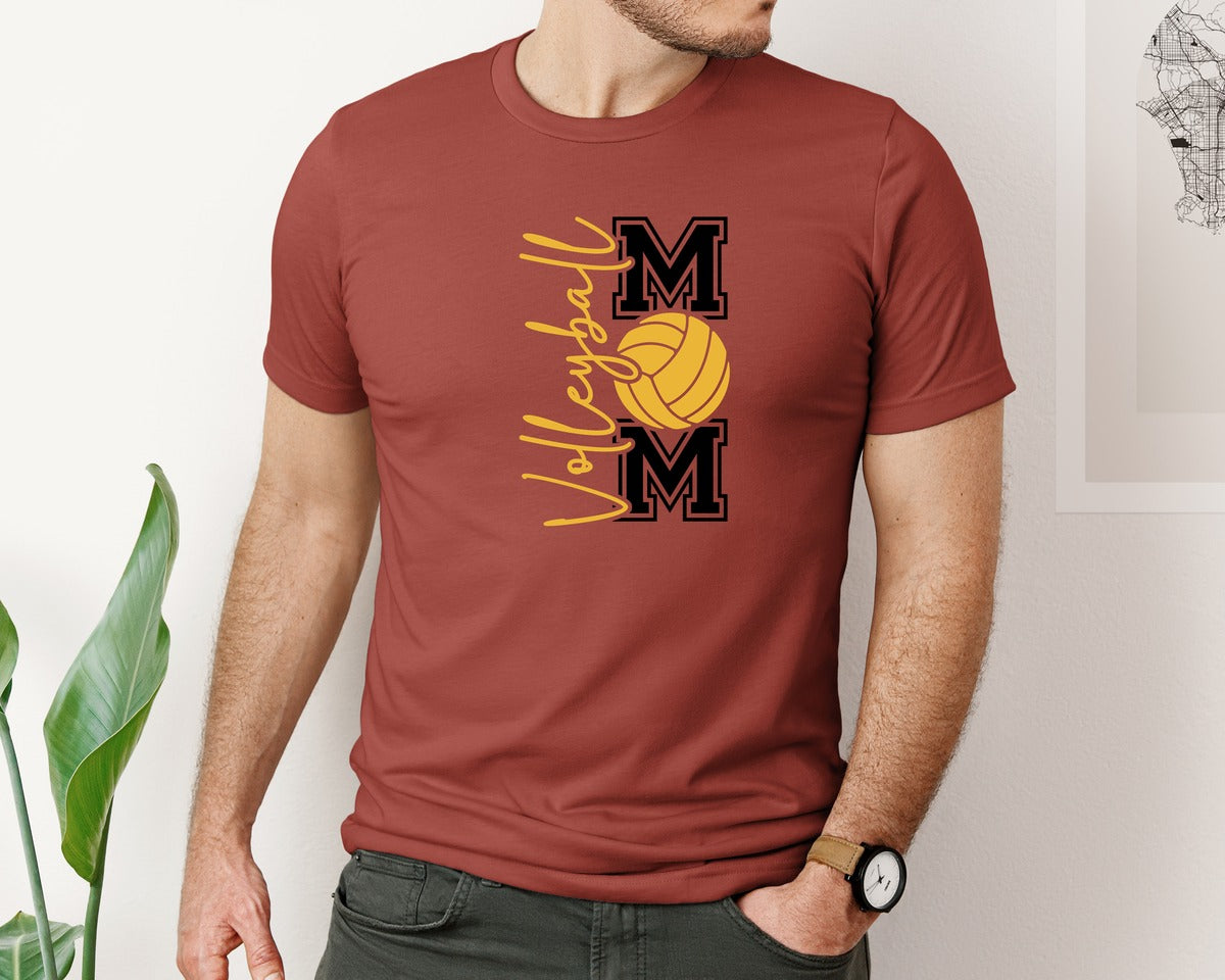 brand:Bella Canvas|color:Rust|Volleyball Mom Front Back Shirt Graphic T-Shirt
