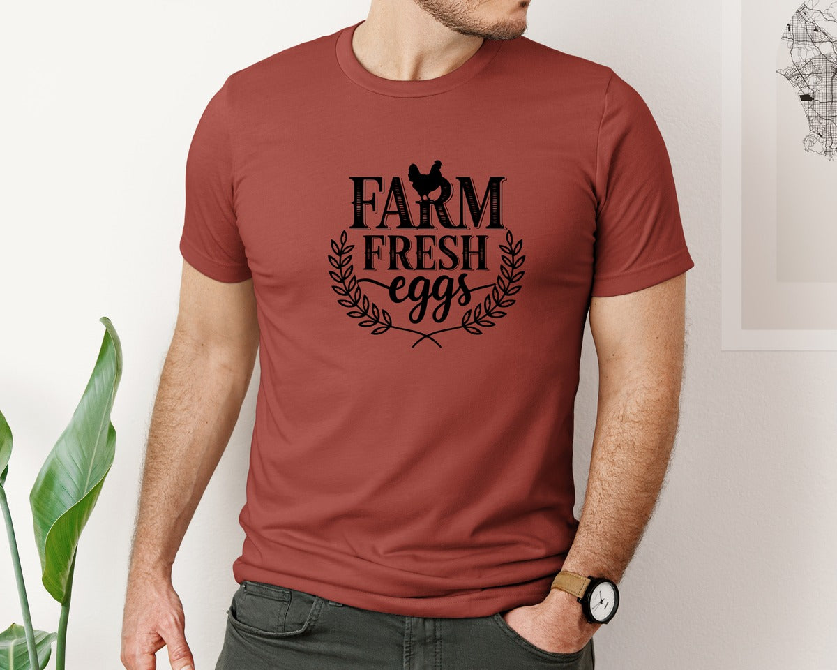brand:Bella Canvas|color:Rust|Farm Fresh Eggs T Shirt Design Silhouet Graphic T-Shirt