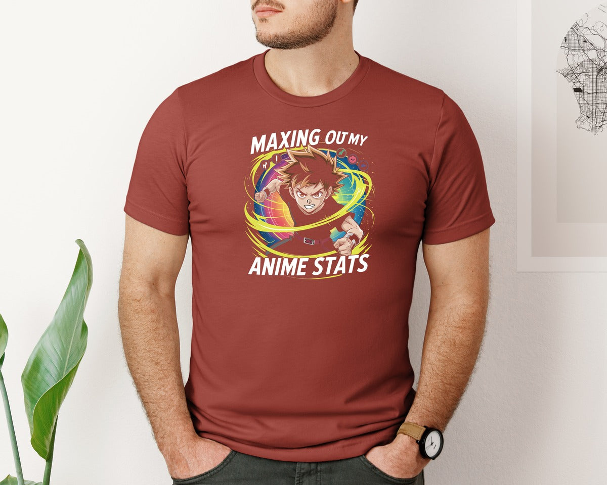 brand:Bella Canvas|color:Rust|Maxing Out My Anime Stats T Shirt Graphic T-Shirt