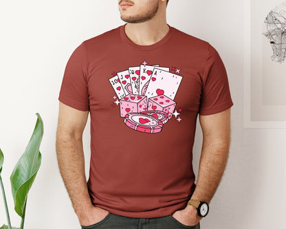 brand:Bella Canvas|color:Rust|Feeling Lucky Valentine Pocket Graphic T-Shirt