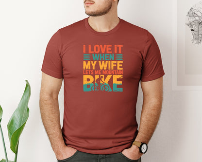 brand:Bella Canvas|color:Rust|Mountain Biking Husband T Shirt Graphic T-Shirt