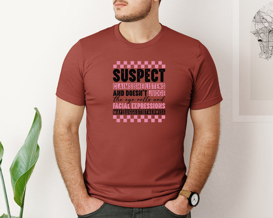 Suspect Claims She Listens Summer 3 Graphic T-Shirt
