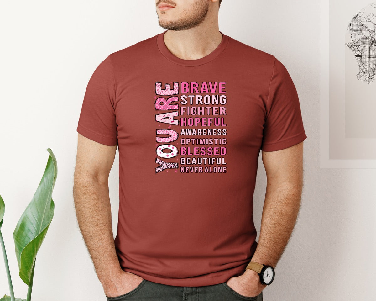 brand:Bella Canvas|color:Rust|You Are Brave Strong Fighter Bible Graphic T-Shirt