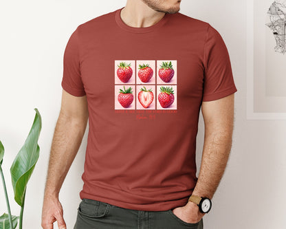 brand:Bella Canvas|color:Rust|Strawberry Taste And See Floral Graphic T-Shirt