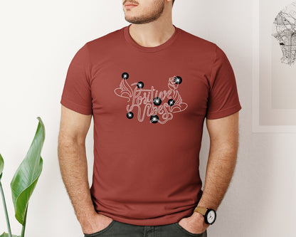 brand:Bella Canvas|color:Rust|Positive Vibes With Wings And Rose Graphic T-Shirt