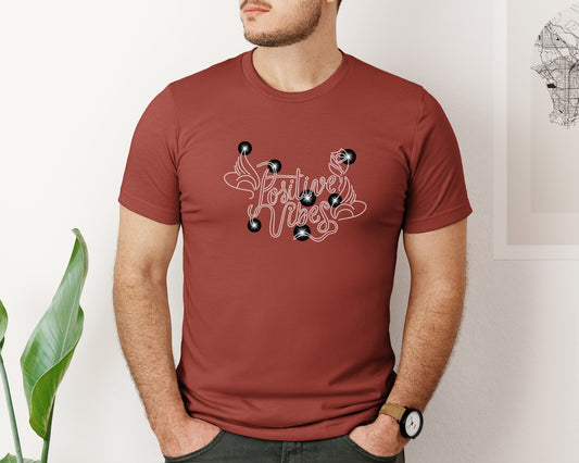 Positive Vibes With Wings And Rose Graphic T-Shirt