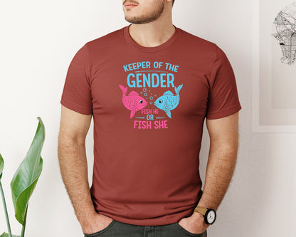 brand:Bella Canvas|color:Rust|Fish Gender Reveal T Shirt Graphic T-Shirt