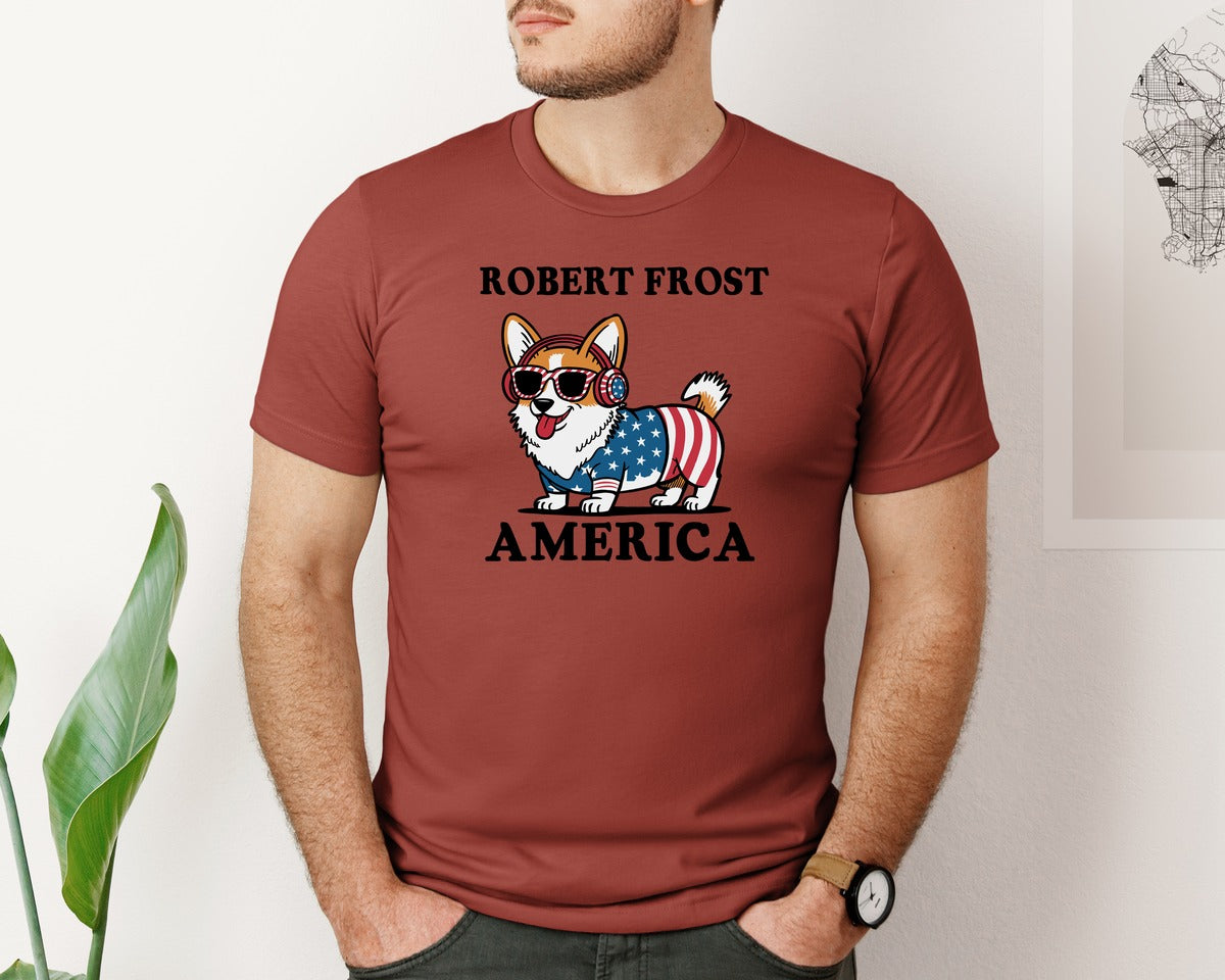 brand:Bella Canvas|color:Rust|Corgi Dog 4Th Of July Graphic T-Shirt