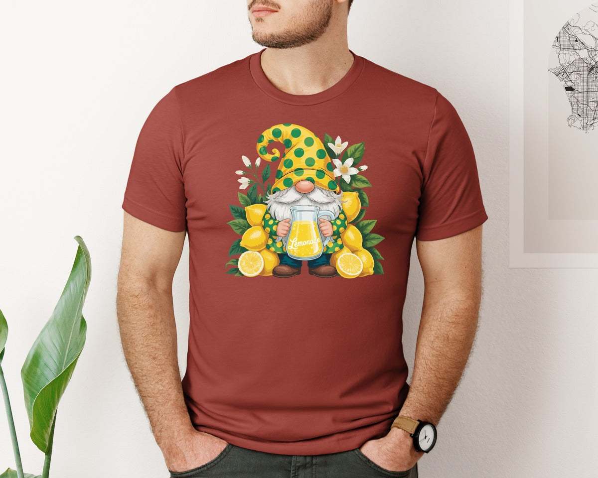 brand:Bella Canvas|color:Rust|Lemonade Gnome Summer Cute Art Graphic T-Shirt