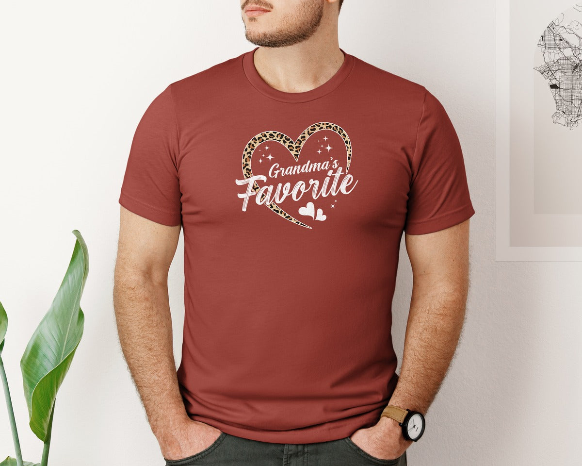 brand:Bella Canvas|color:Rust|Leopard Heart Grandmas Favorite Graphic T-Shirt