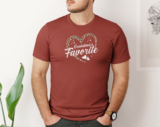 Leopard Heart Grandmas Favorite Graphic T-Shirt