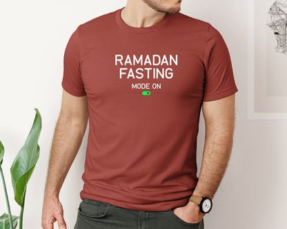 brand:Bella Canvas|color:Rust|Ramadan Fasting Mode On Ramadan Typogra Graphic T-Shirt