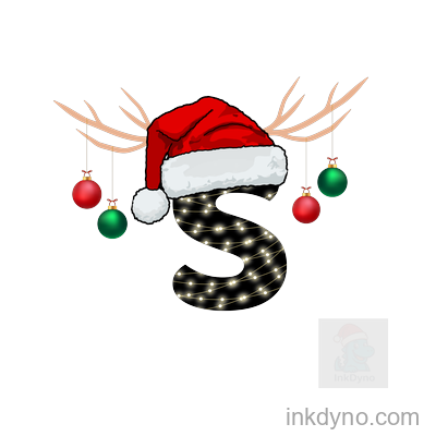 Sparkling Christmas Antlers With Santa Hat Design — DTF Transfer