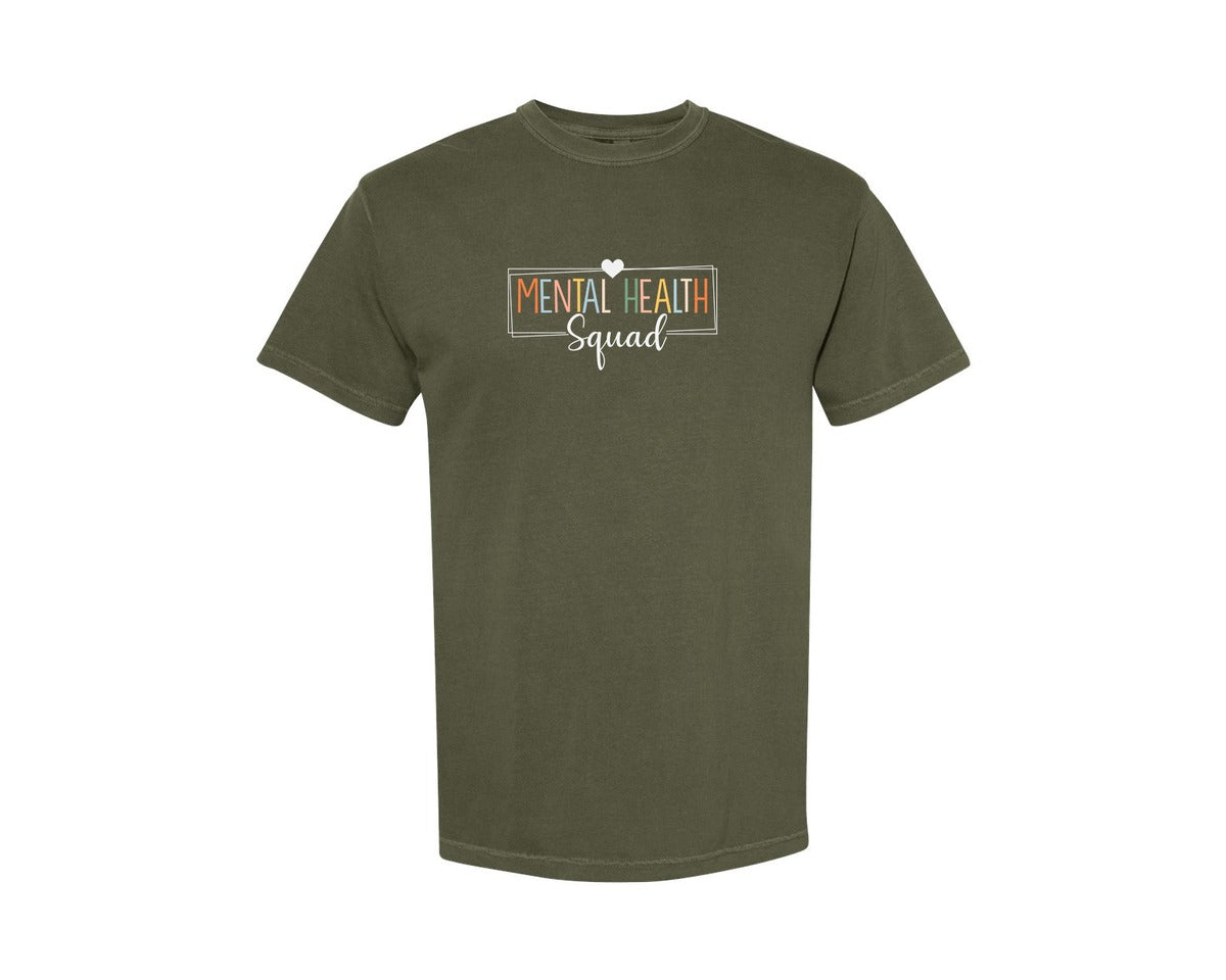 brand:Comfort Colors|color:Sage Green|Mental Health Squad Brain Illness Mental Graphic T-Shirt
