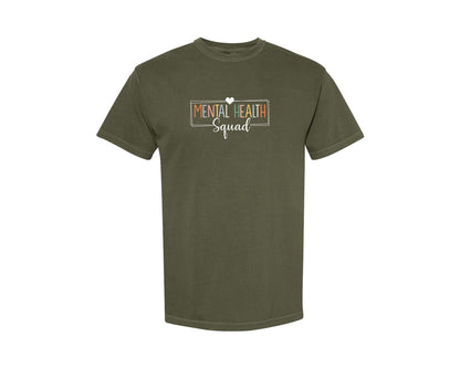 brand:Comfort Colors|color:Sage Green|Mental Health Squad Brain Illness Mental Graphic T-Shirt