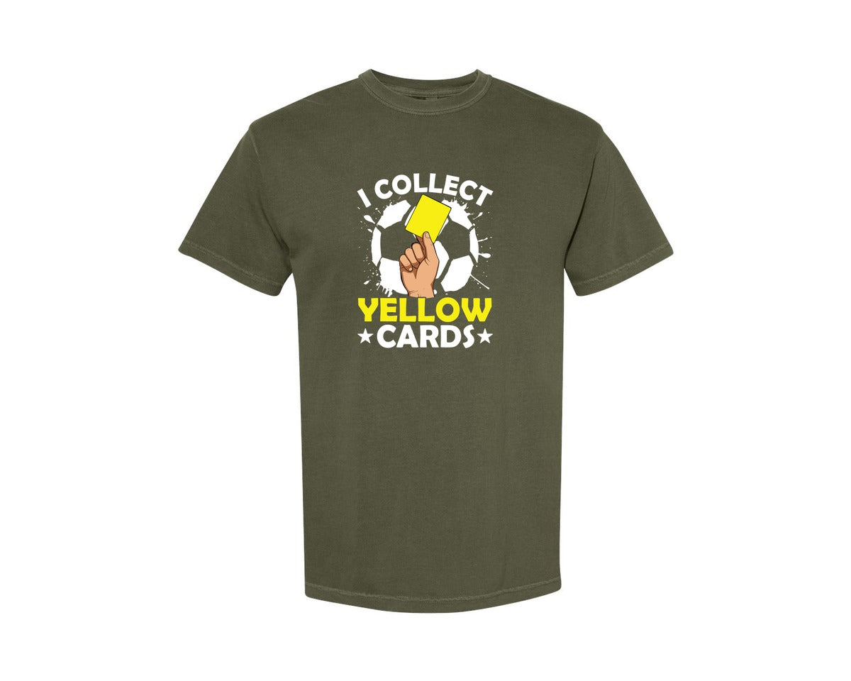 brand:Comfort Colors|color:Sage Green|I Collect Yellow Cards Soccer T Shirt Graphic T-Shirt