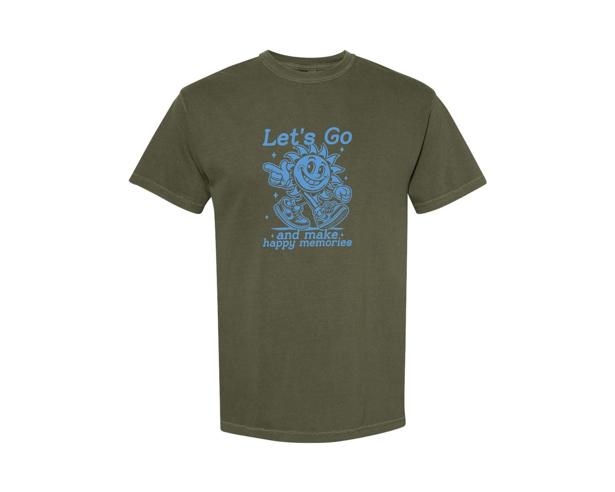 brand:Comfort Colors|color:Sage Green|Lets Go And Make Happy Memories Graphic T-Shirt
