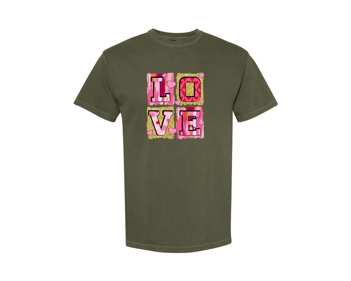 brand:Comfort Colors|color:Sage Green|Pink Valentines Day Love Coquette Graphic T-Shirt