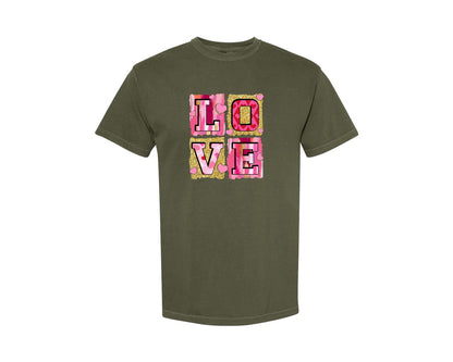 brand:Comfort Colors|color:Sage Green|Pink Valentines Day Love Coquette Graphic T-Shirt