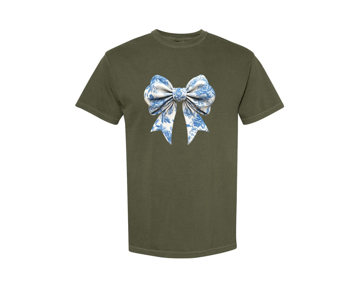 brand:Comfort Colors|color:Sage Green|Bow Bow T Shirt Design Graphic T-Shirt