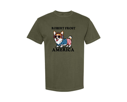 brand:Comfort Colors|color:Sage Green|Corgi Dog 4Th Of July Graphic T-Shirt