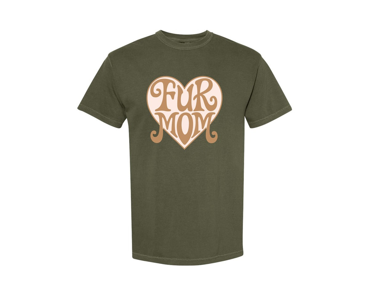 brand:Comfort Colors|color:Sage Green|Fur Mom Cute Crazy Cat Lady Quote Graphic T-Shirt