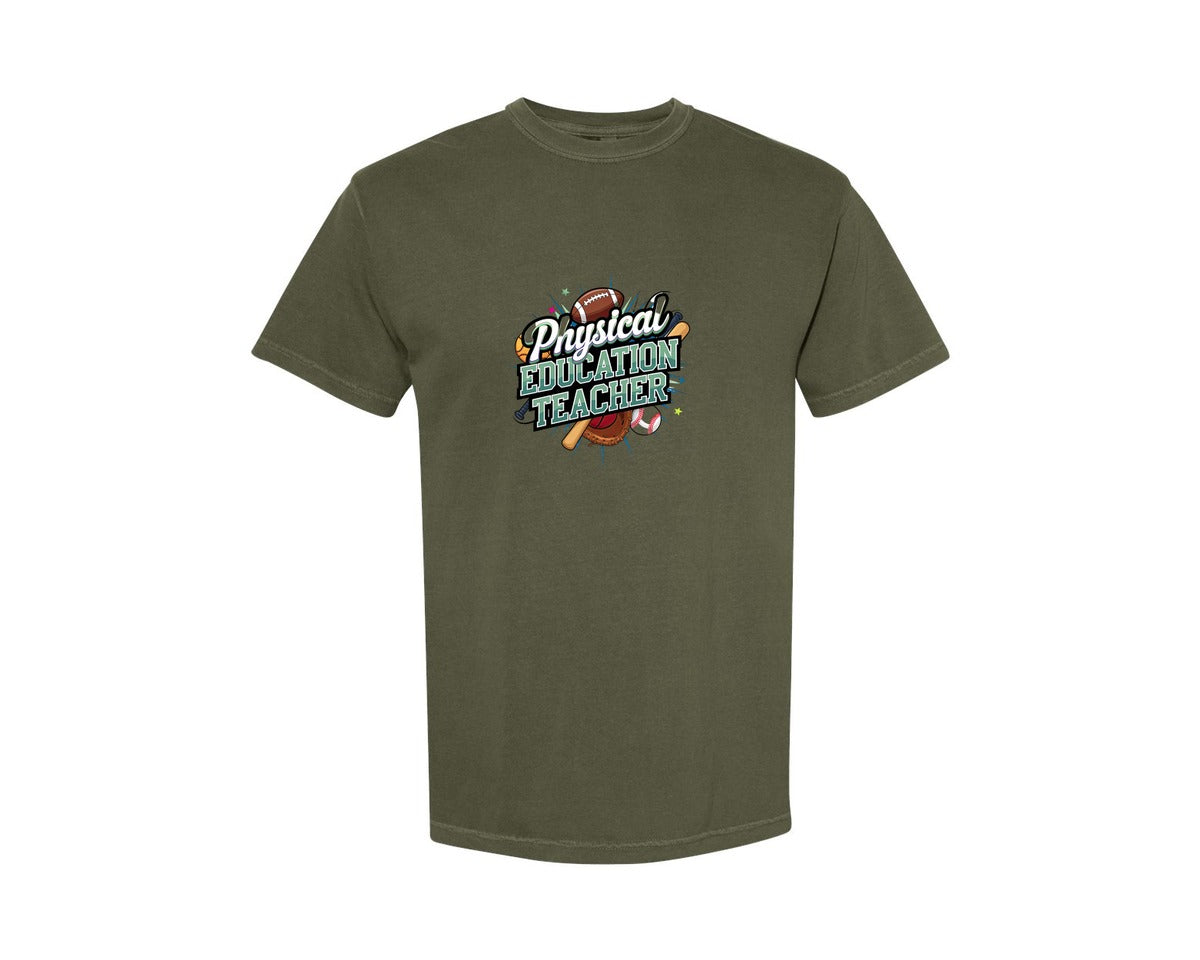 brand:Comfort Colors|color:Sage Green|Physical Education Teacher 2 Graphic T-Shirt