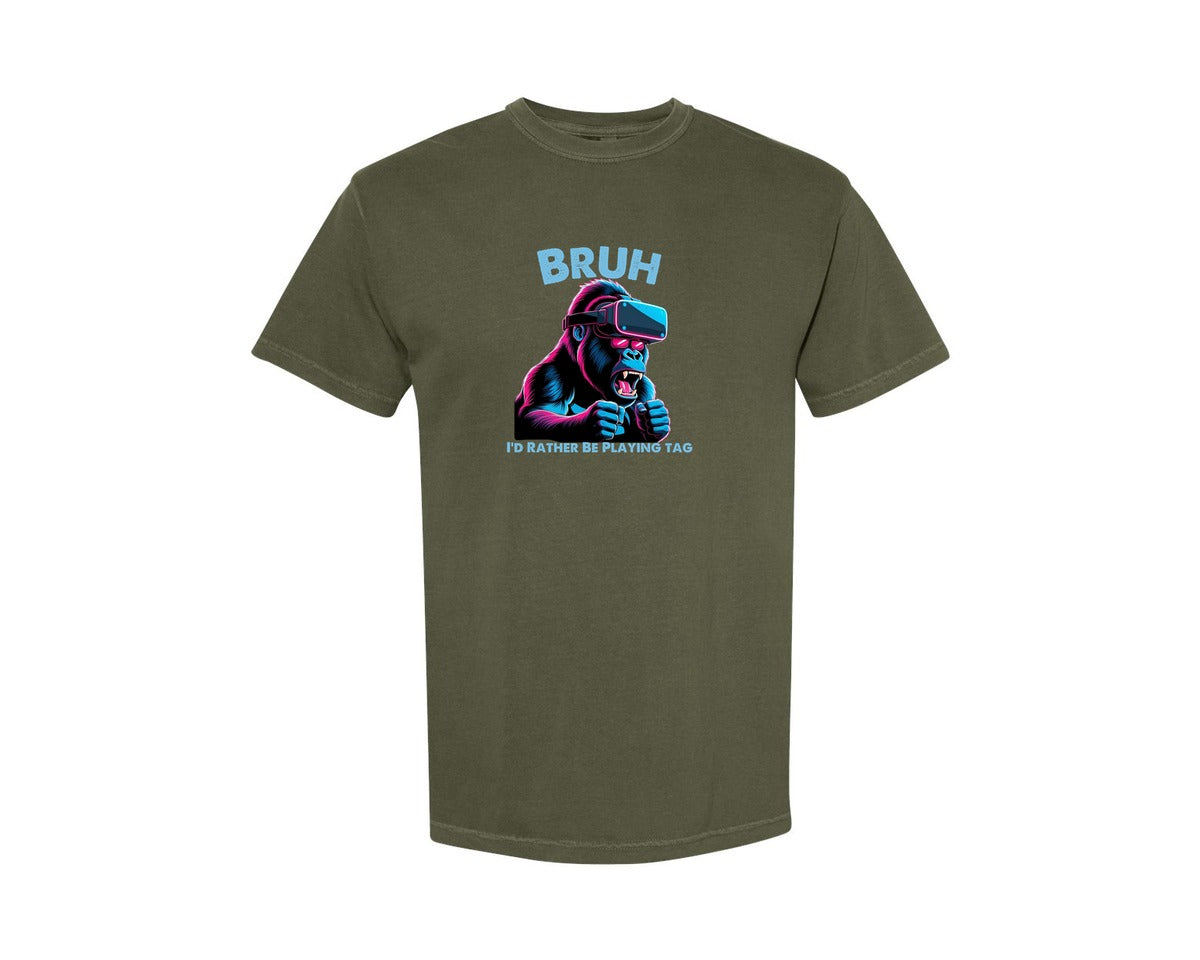 brand:Comfort Colors|color:Sage Green|Bruh Id Rather Be Playing Tag T Shirt Graphic T-Shirt