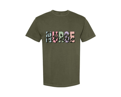 brand:Comfort Colors|color:Sage Green|Peds Nurse Picu Pediatric Nurse Graphic T-Shirt