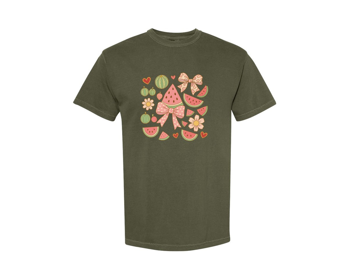 brand:Comfort Colors|color:Sage Green|Boho Watermelon Preppy Watermelon Graphic T-Shirt