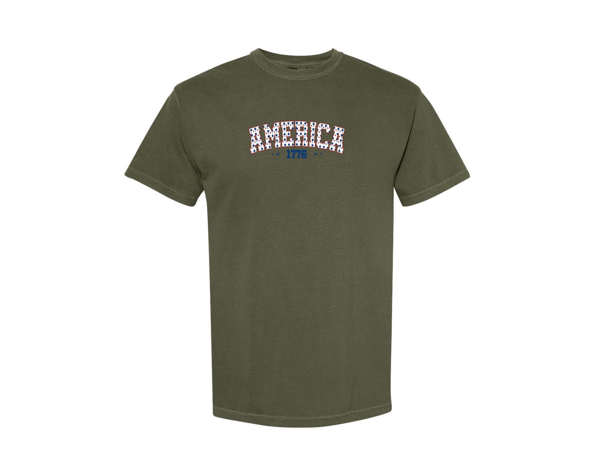 brand:Comfort Colors|color:Sage Green|America 1776 4Th Of July Patriotic 3 Graphic T-Shirt