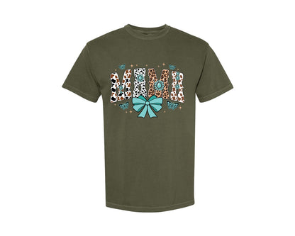 brand:Comfort Colors|color:Sage Green|Western Mama Blue Coquette Graphic T-Shirt