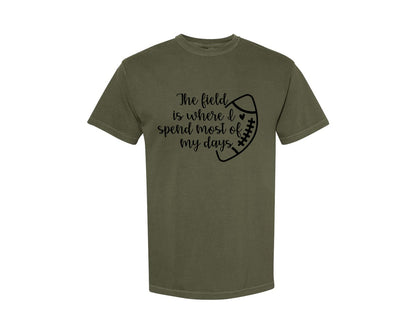 brand:Comfort Colors|color:Sage Green|Football Mom 103 Graphic T-Shirt